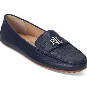 Lauren Ralph Lauren Womens Barnsbury Slip-on Driver Loafer Flats Navy Blue 8W